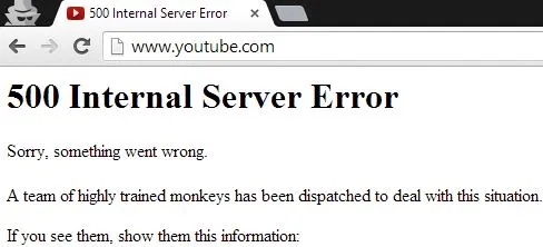 500 internal server error youtube